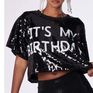 ITS MY BIRTHDAY SEQUIN T SHIRT - O/S